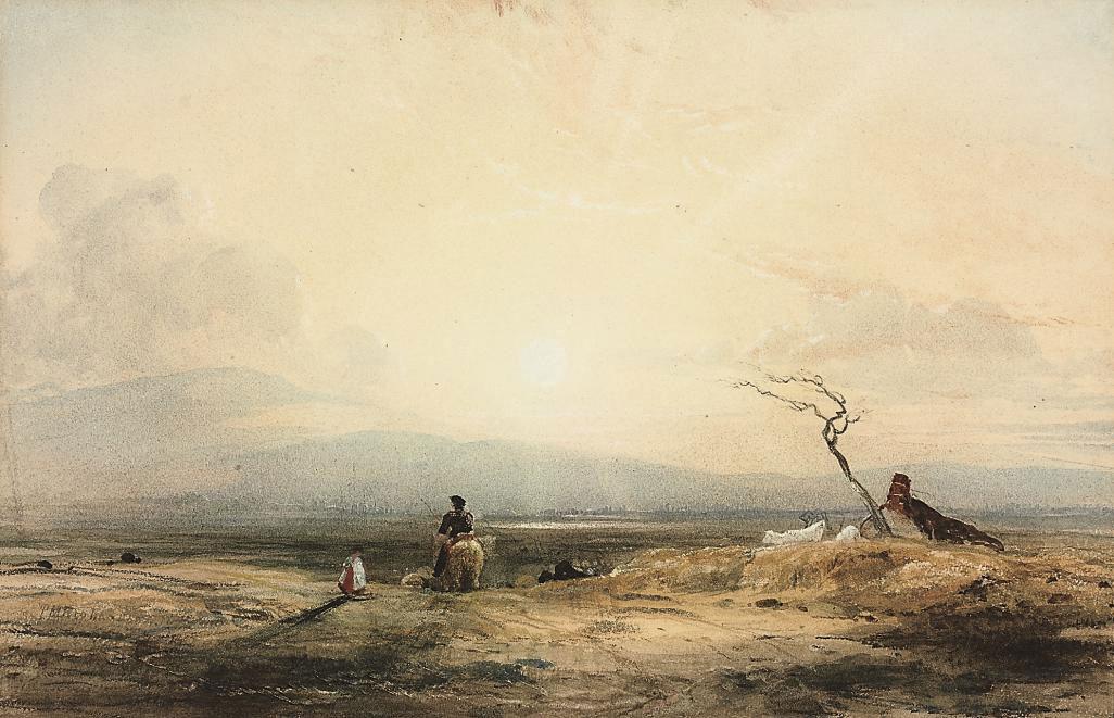 Thomas Miles Richardson, Jun., R.W.S. - Sunset near Bewcastle, Cornwall
