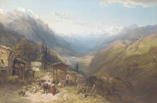 Thomas Miles Richardson, Jun., R.W.S. - The Rhône Valley from the Forclass, Pass of the Tête Noire