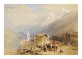 Thomas Miles Richardson R.W.S. - The Village Of Bourg-Saint-Pierre On The Great St. Bernard Pass