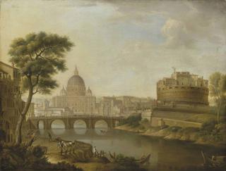 Thomas Mitchell - The Tiber, Rome, Looking Downstream With The Castel And Ponte Sant\'Angelo, Saint Peter\'S And The Vatican