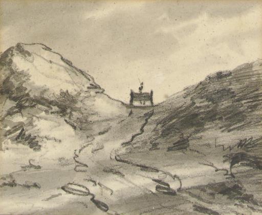 Thomas Monro - A cart on a hilly path