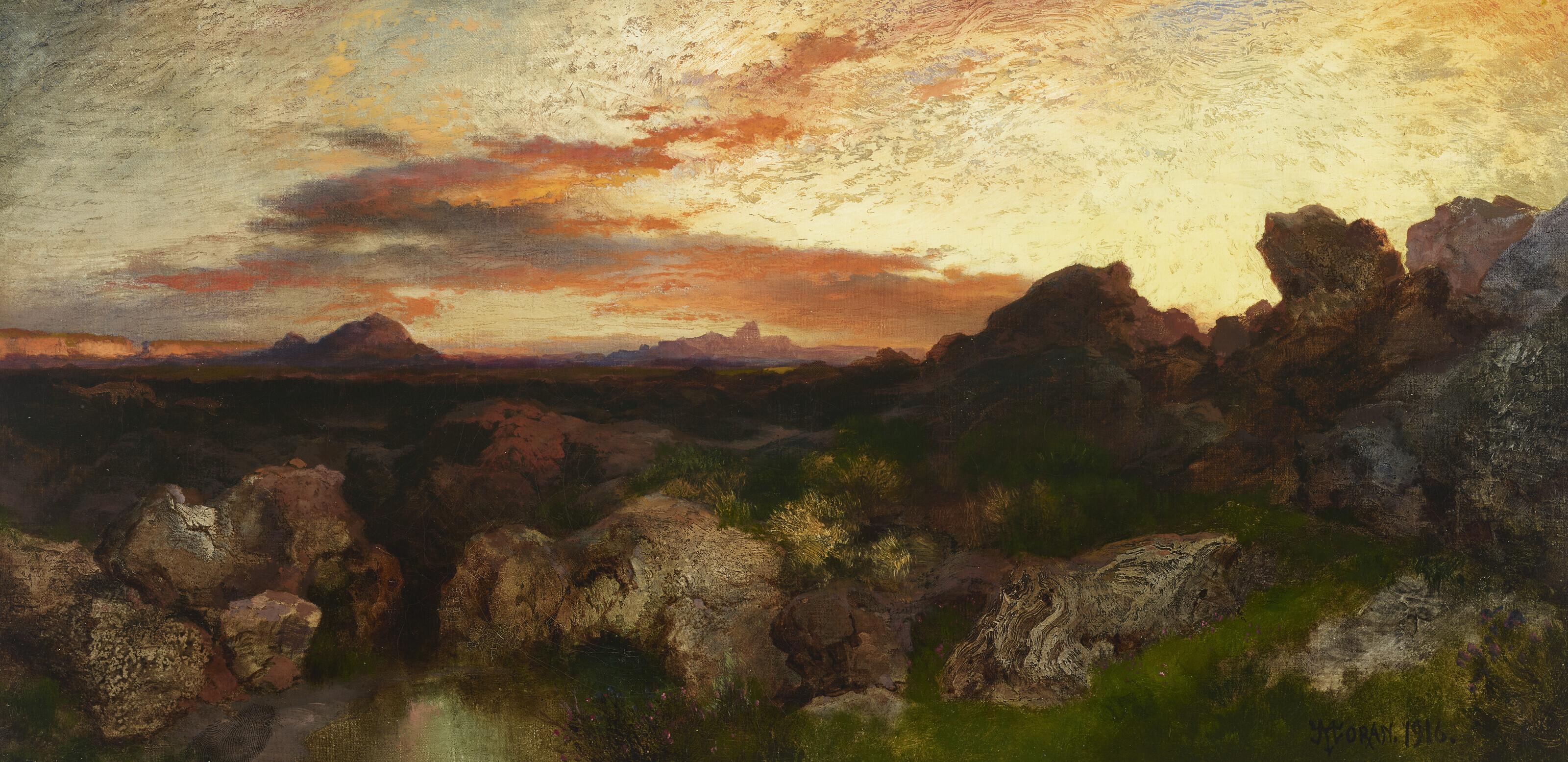 Thomas Moran - A Glowing Evening, New Mexico