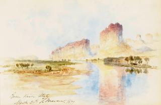 Thomas Moran - Green River, Utah sight 5 3/4 x 8 1/2 in. framed 14 x 17 in.