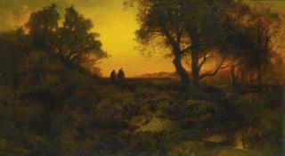 Thomas Moran - Twilight Landscape (Flight Into Egypt)
