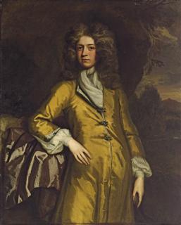 Thomas Murray - Portrait of A Gentleman, Traditionally Identified As Sir Bulstrode Whitelock (1605-1675), Three-Quarter-Length, In A Yellow Coat, Against A Rocky Outcrop, A Landscape Beyond