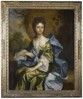 Thomas Murray - Portrait Of Rebecca Norton (Circa 1683-1731), Three-Quarter-Length, Seated In A Landscape, Wearing A Green Dress And Blue Cloak