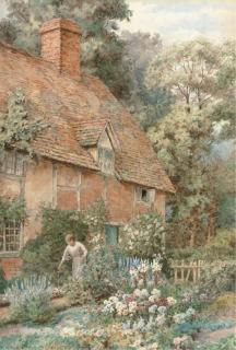Thomas Nicholson Tyndale - Tending to a cottage garden