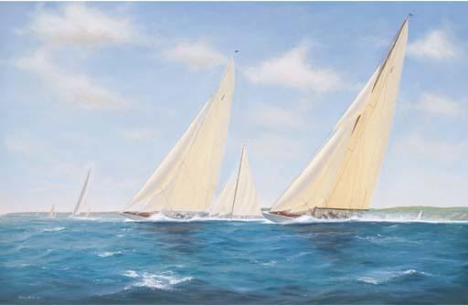 Thomas Oliver - America\'s Cup trials, 1934, Long Island Sound:  Yankee versus Rainbow