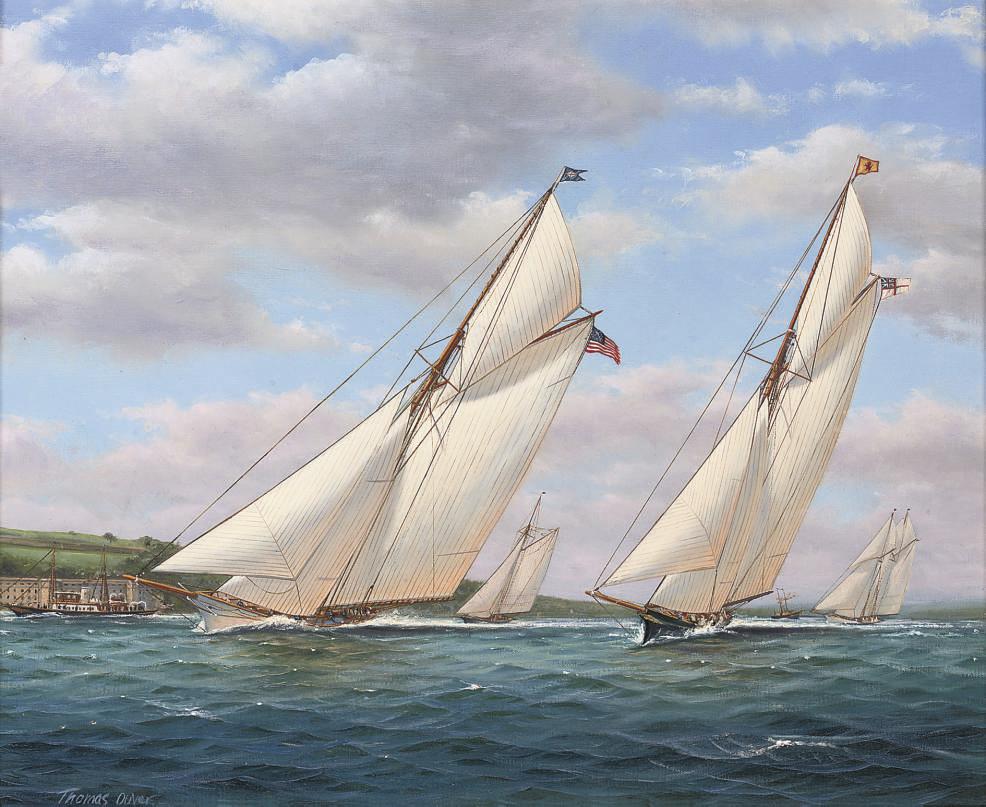 Thomas Oliver - The America\'s Cup, 1887:  Thistle versus Volunteer