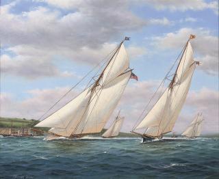 Thomas Oliver - The America\'s Cup, 1887:  Thistle versus Volunteer