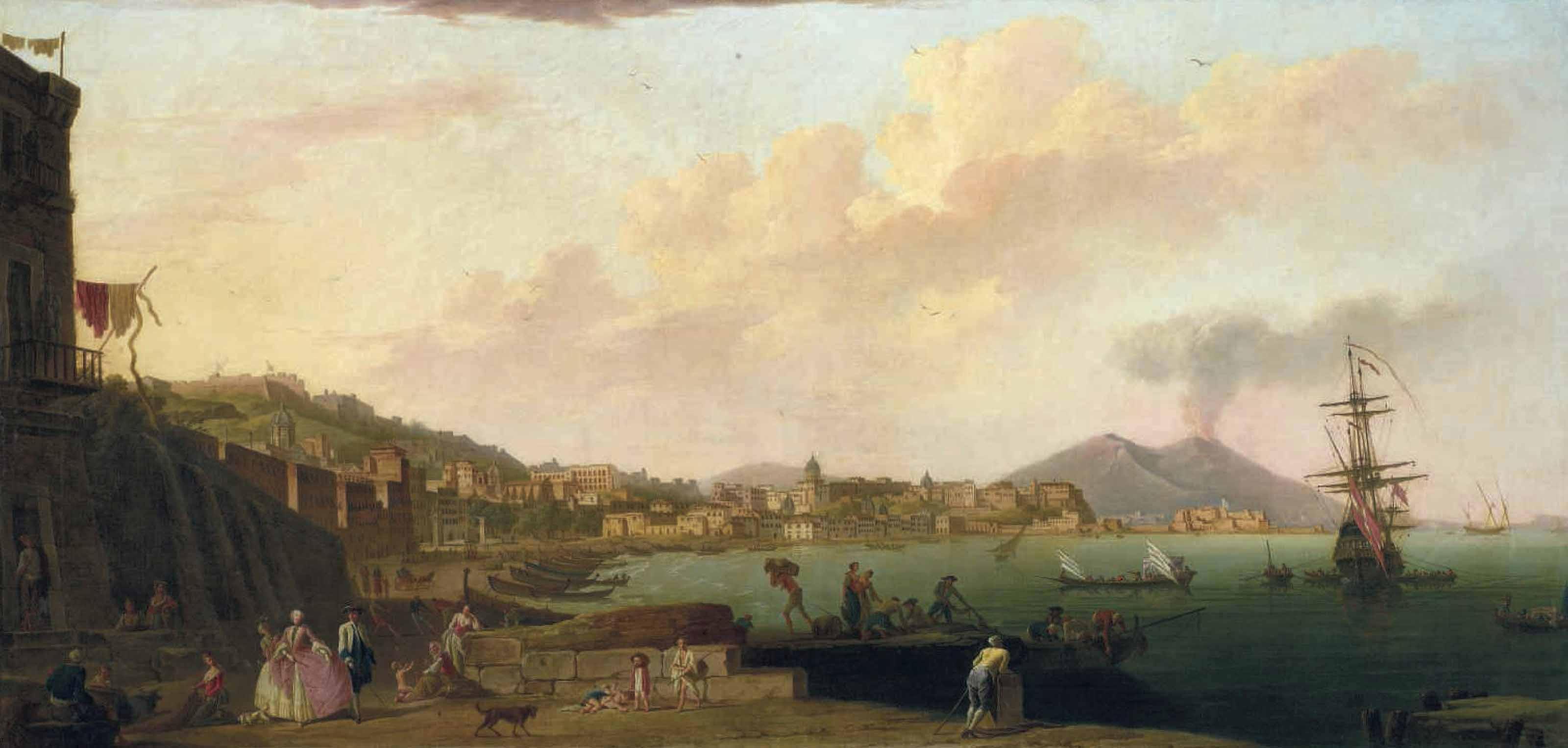 Thomas Patch - Naples, from Mergellina, with Vesuvius in the distance