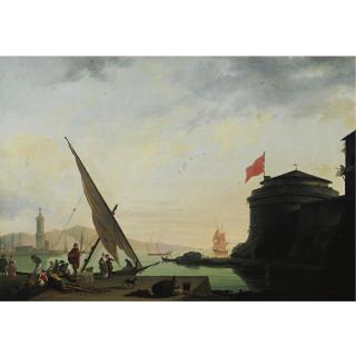 Thomas Patch - View Of A Mediterranean Harbor With Fishermen