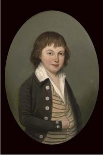 Thomas Peat - Portrait of A Gentleman, Half-Length, In A Brown Coat And Yellow Striped Waistcoat