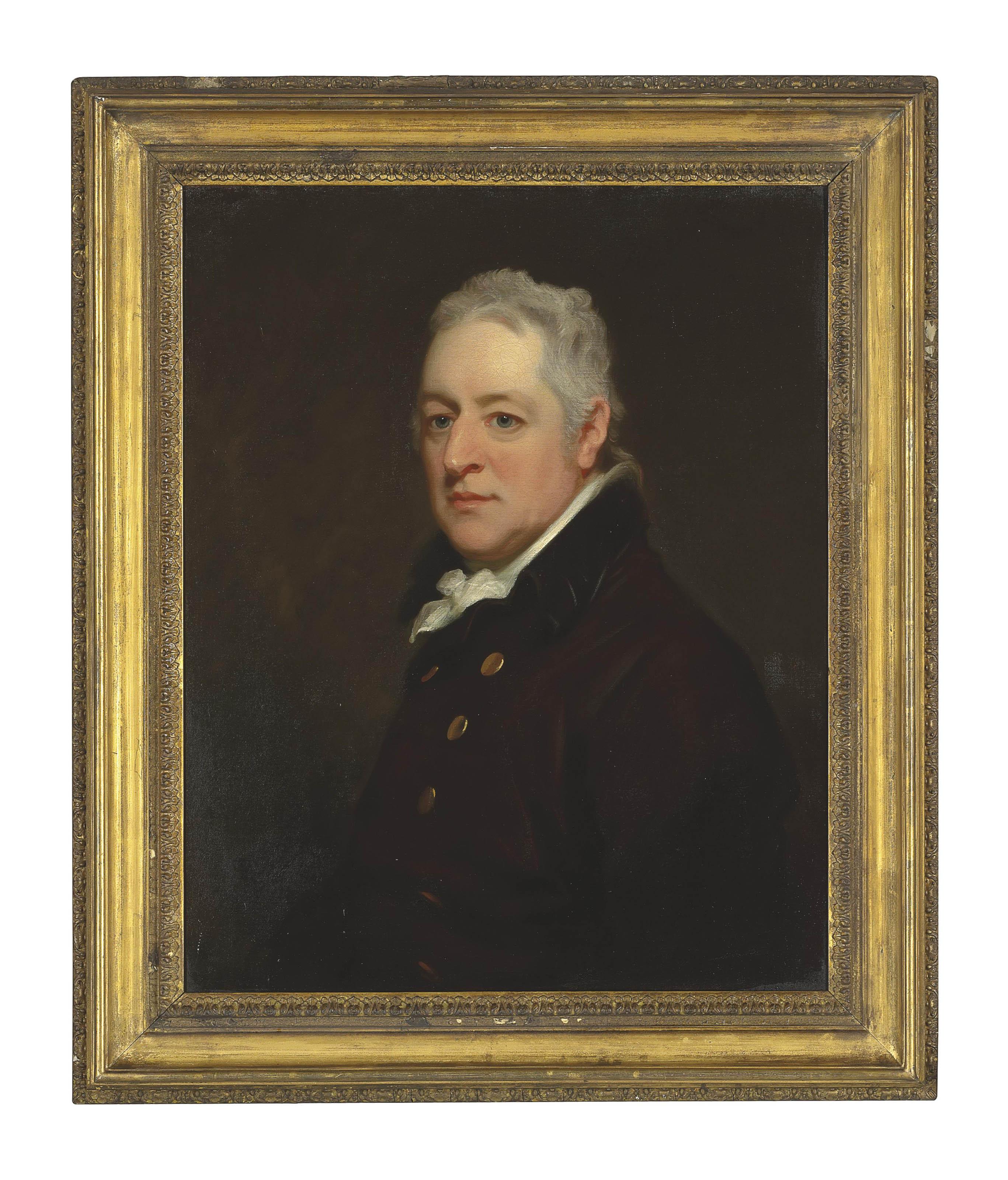 Thomas Phillips - Portrait of a gentleman, half-length, in a brown coat and a white cravat