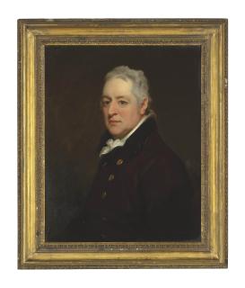 Thomas Phillips - Portrait of a gentleman, half-length, in a brown coat and a white cravat