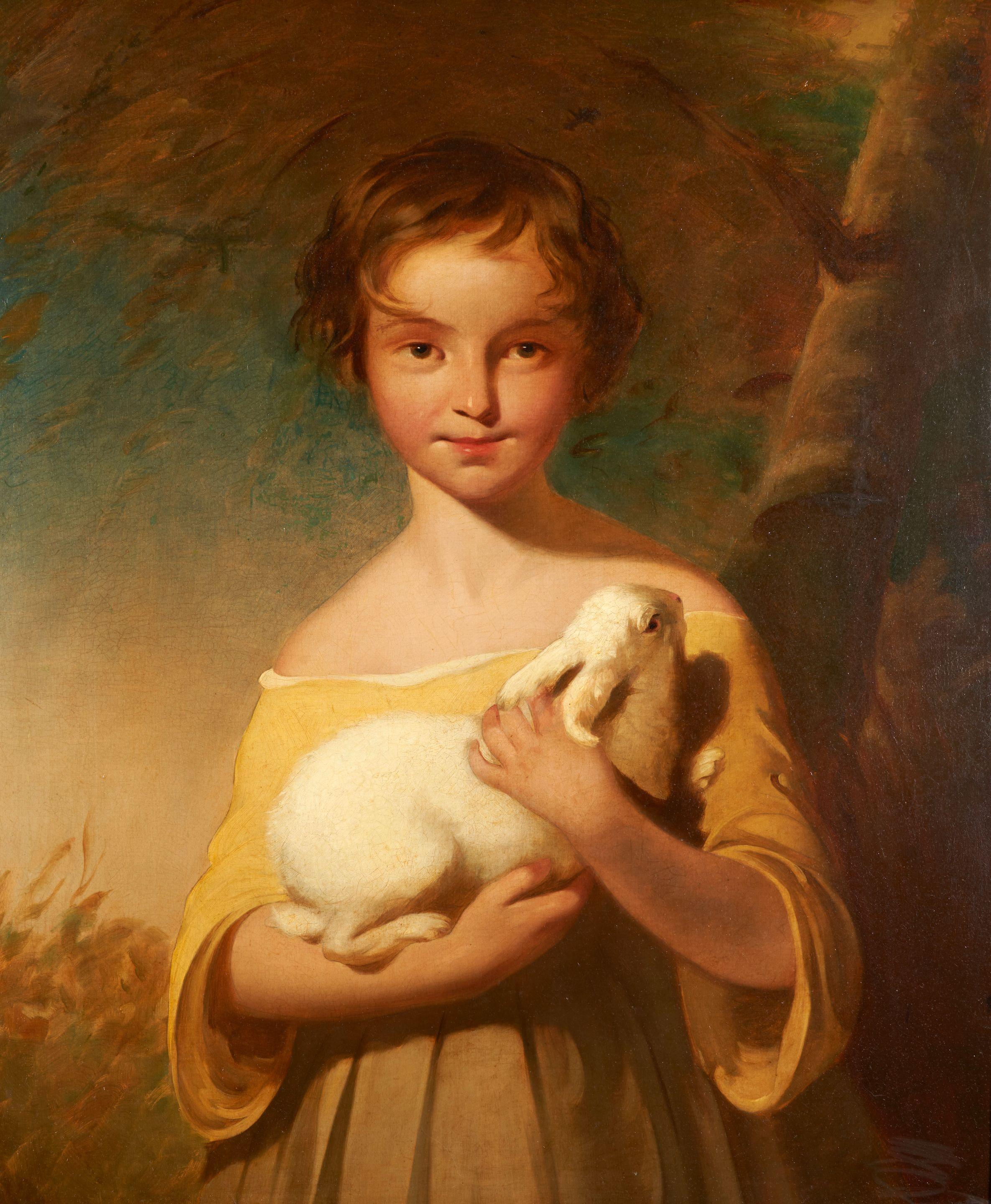 Thomas Phillips - Portrait of a Girl Holding a White Rabbit