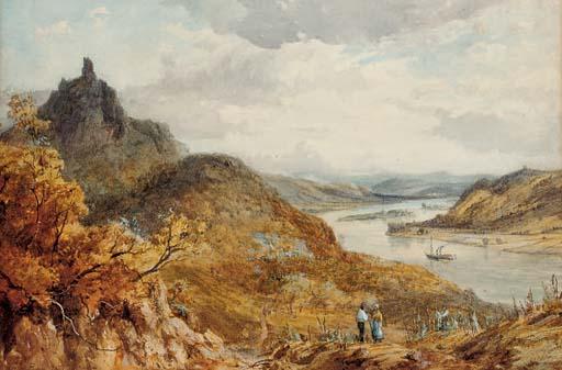 Thomas Pyne, R.I. - A paddlesteamer on a river below a citadel