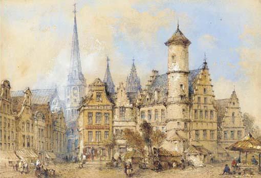 Thomas Richard Colman Dibdin - Place Vendredi, Ghent; and St Marguerite, Beauvais