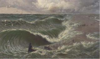 Thomas Rose Miles - \'A Coming storm\', Ebb-tide on the Goodwin Sands