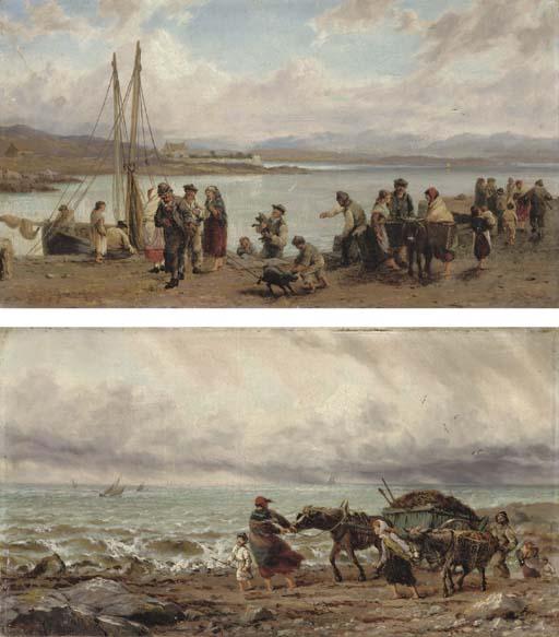 Thomas Rose Miles - Weed gatherers, West coast of Ireland; and Morning of the Fair, Roundstone Quay, Connemara