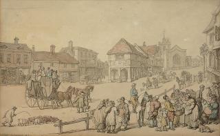 Thomas Rowlandson - A busy day on the high street, Barnet, Middlesex