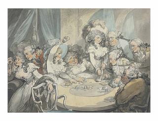 Thomas Rowlandson - A gaming table at Devonshire House, London: Georgiana, Duchess of Devonshire, Harriet, Lady Duncannon, the Prince of Wales and others gambling