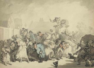 Thomas Rowlandson - A squall in Hyde Park, London