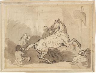 Thomas Rowlandson - Artists trying to sketch a rearing horse