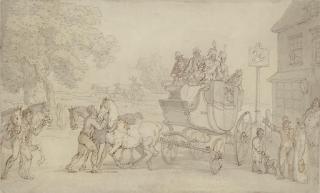 Thomas Rowlandson - Changing horses at the Swan Inn, Brixton