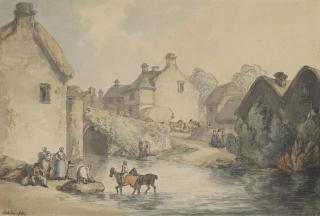 Thomas Rowlandson - Crossing the ford at Okehampton, Devon