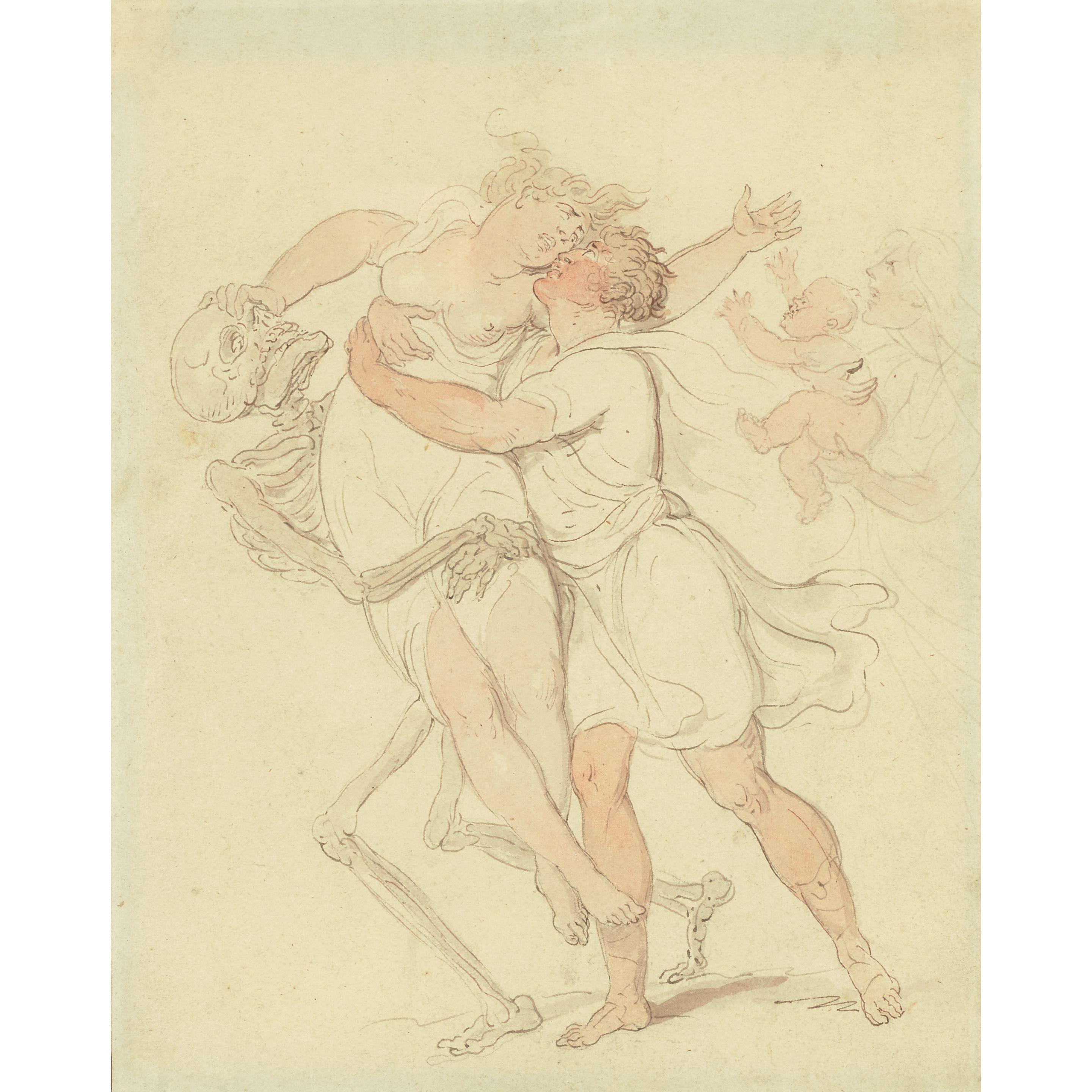 Thomas Rowlandson - Death Taking the Young Mother 7 13/16 x 6 1/4 in (19.8 x 15.9 cm)