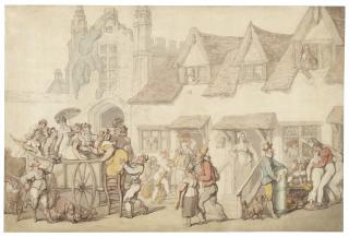 Thomas Rowlandson - Figures outside a coaching inn