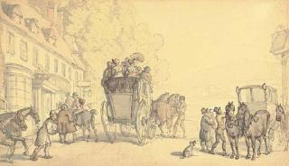 Thomas Rowlandson - Figures Outside A Coaching Inn