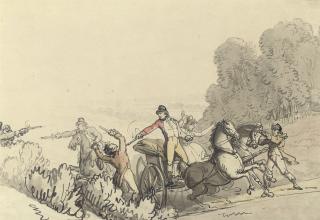 Thomas Rowlandson - Highwaymen attacking a phaeton
