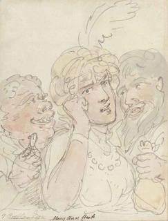 Thomas Rowlandson - Mary Ann Clark with two suitors (illustrated); and Study of a cart