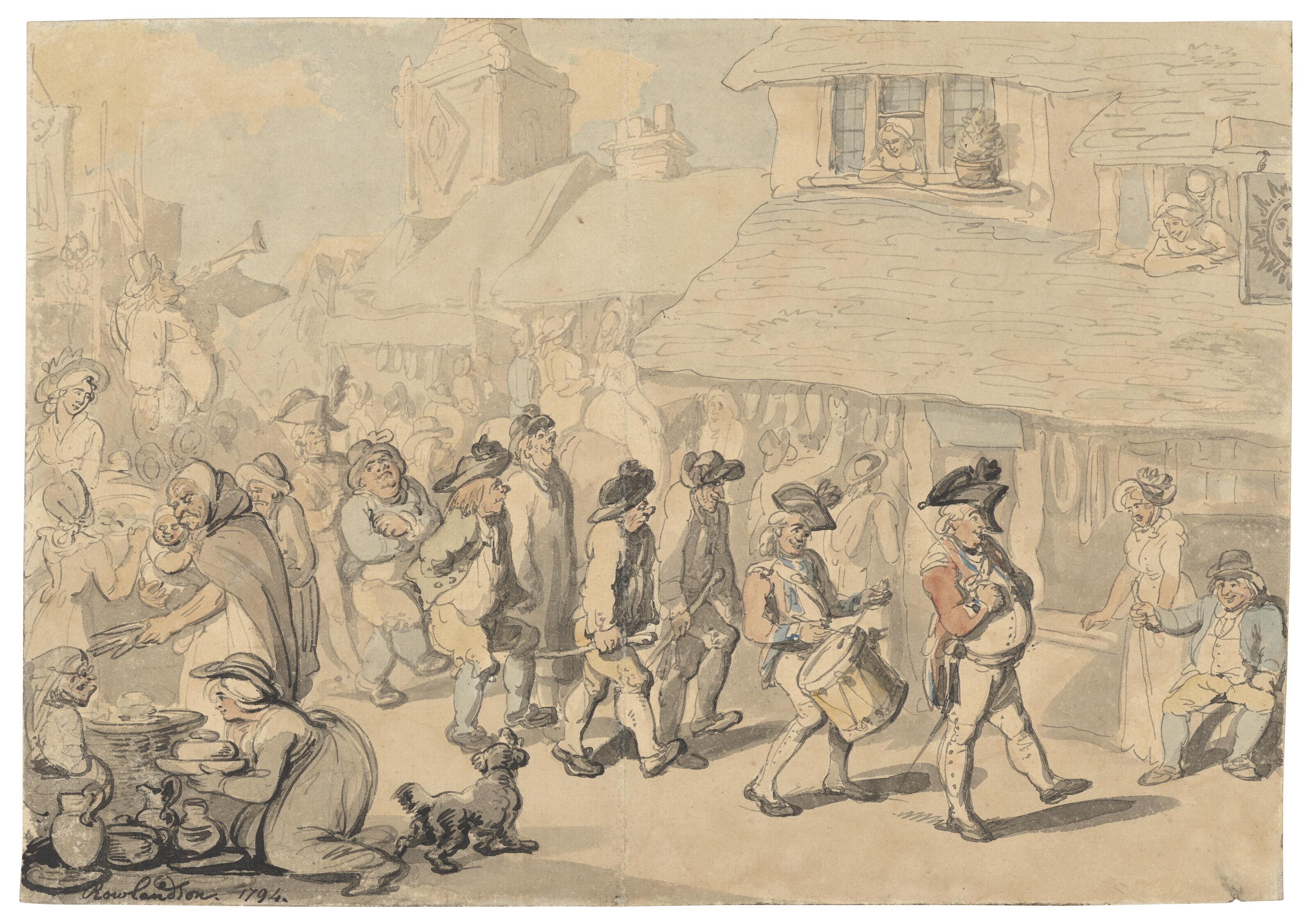 Thomas Rowlandson - Recruiting soldiers at Brentford