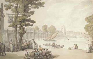 Thomas Rowlandson - The Garden of the Swan Inn by Putney Bridge