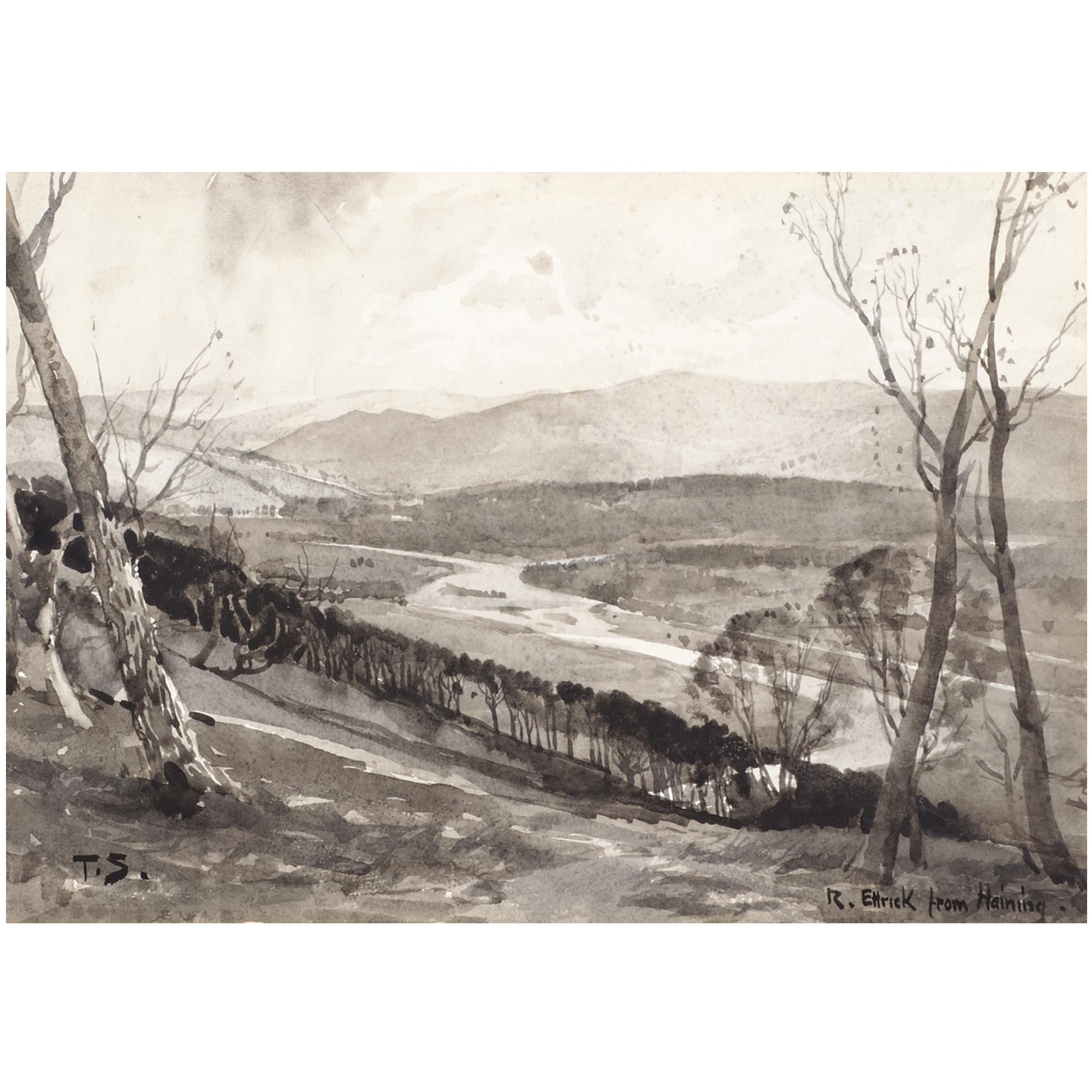 Thomas Scott, R.S.A. - River Ettrick From Haining