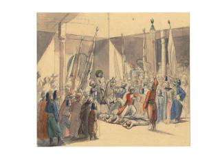 Thomas Seddon - The arrival of the Sultan; and Study of an armed ambush on camelback