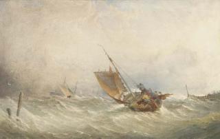 Thomas Sewell Robins - A fishing smack in high seas