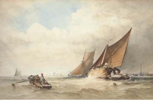 Thomas Sewell Robins - Hay Barges In Close Quarters Off The Coast