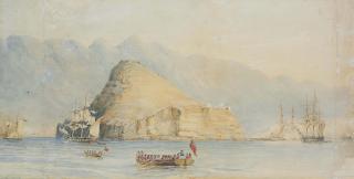 Thomas Sewell Robins - Ships of war manoeuvring for the attack on Aden, 17 January 1839; and Preparing for the attack on Aden, 18 January 1839