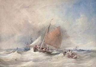 Thomas Sewell Robins - The Cromer Pilot Cutter No. 2 Running Out To Meet The New Arrival