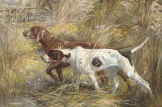 Thomas Sherwood La Fontaine - Pointers in quail country