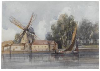 Thomas Shotter Boys N.W.S. - A Wherry Passing A Windmill And Farm Buildings
