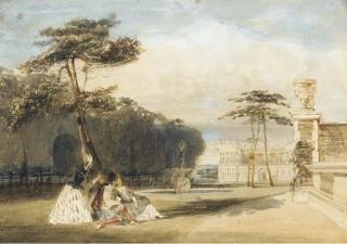 Thomas Shotter Boys N.W.S. - Figures in Van Dyke costume in the grounds of a château