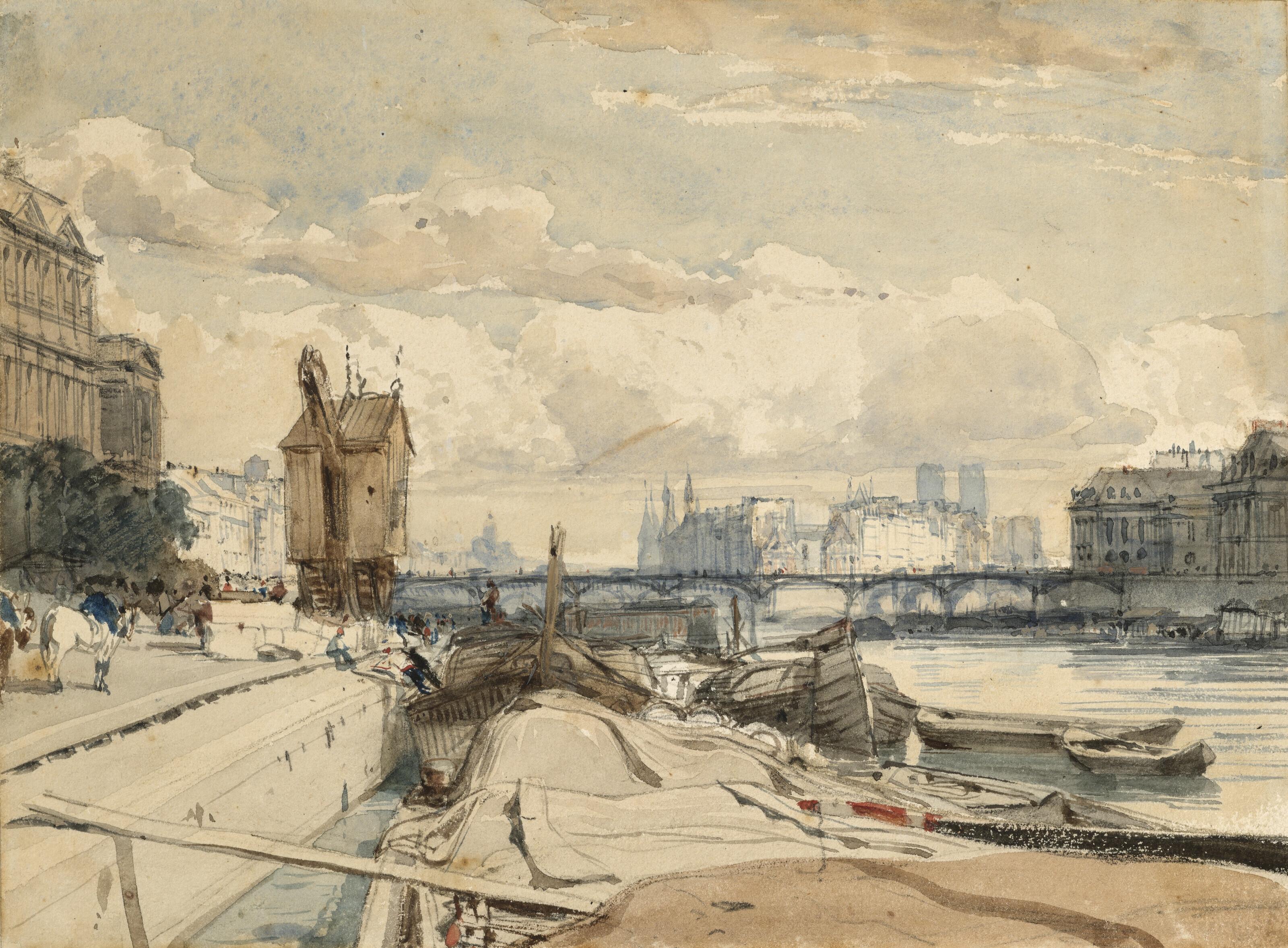 Thomas Shotter Boys, N.W.S. - View of the Pont des Arts and Île de la Cité from the Quai du Louvre, Paris