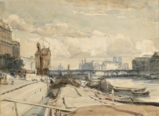Thomas Shotter Boys, N.W.S. - View of the Pont des Arts and Île de la Cité from the Quai du Louvre, Paris