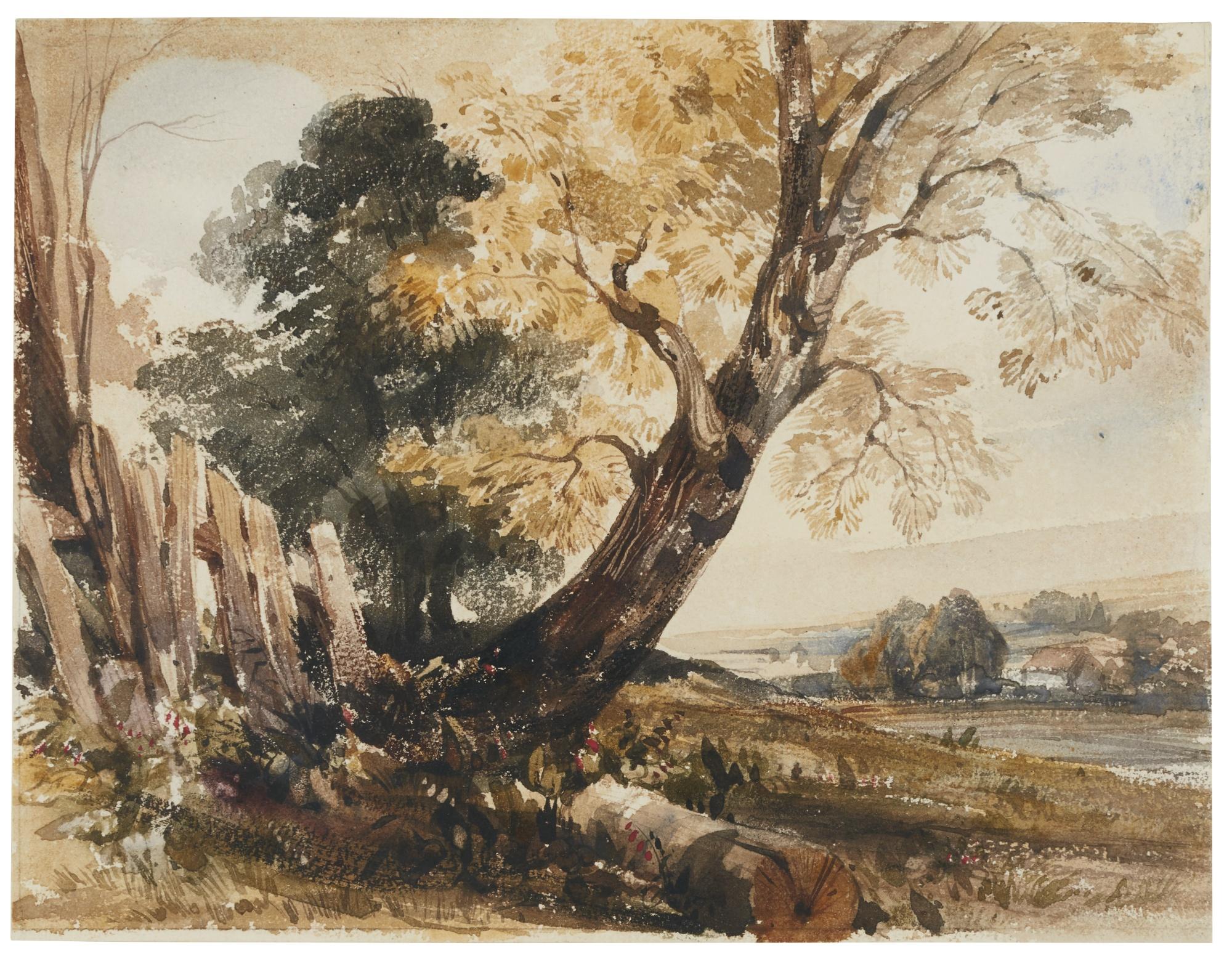Thomas Shotter Boys - Wooded Landscape, With Farm Buildings Beyond