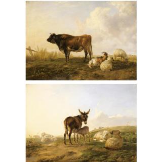 Thomas Sidney Cooper, R.A. - A Bull With A Pair Of Sheep And A Goat; A Jenny With Her Foal And A Flock Of Sheep